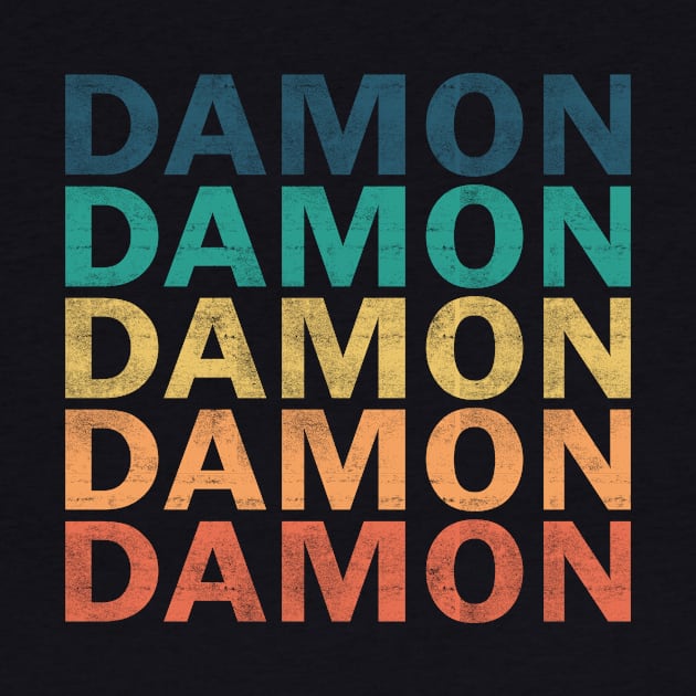 Damon Name T Shirt - Damon Vintage Retro Name Gift Item Tee by henrietacharthadfield